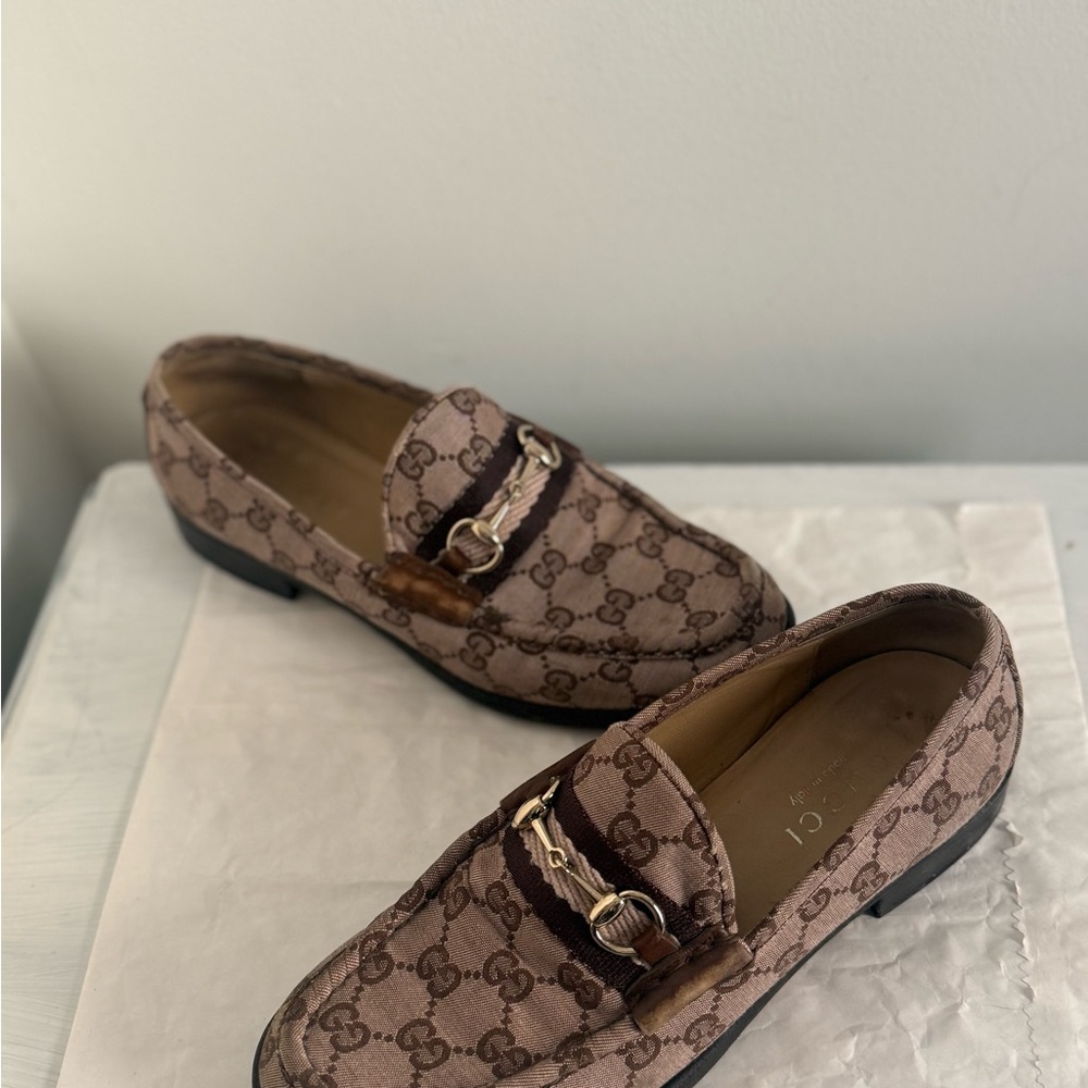 Gucci GG Supreme Monogram Canvas Horsebit Jordaan Brixton Loafers Brown 1953 7.5 - Picture 3 of 14
